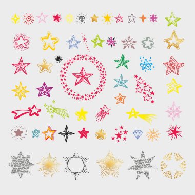 Çeşitli şekillerde yıldız koleksiyonu.