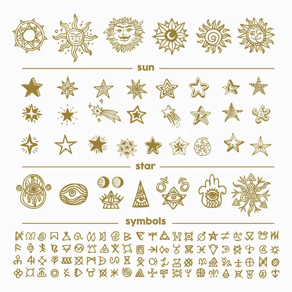 Raccolta Vari Simboli Occulti — Vettoriale Stock