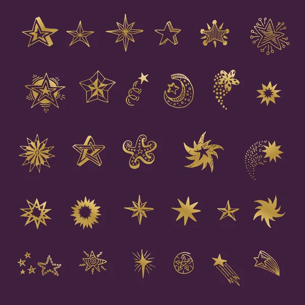 Colección Estrellas Diversas Formas — Vector de stock