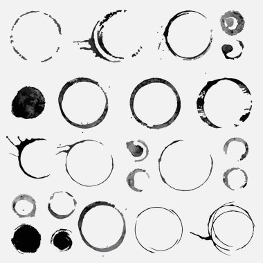 Grunge Circle fırça darbelerinin vektör kümesi