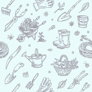 Büyük el yapımı bahçe malzemeleri seti.