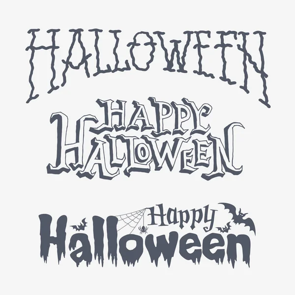 Set Four Happy Halloween Typographic Banners — Stock Vector