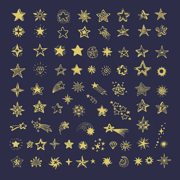Különböző Alakú Csillagok Gyűjteménye — Stock Vector