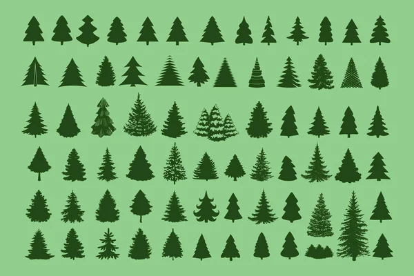 Juego Vectores Diseño Silueta Árbol Navidad Icono Árbol Conceptual — Vector de stock