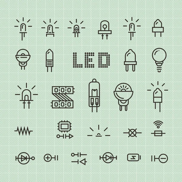 Elektronik Bileşenleri Ile Ilgili Dizi — Stok Vektör