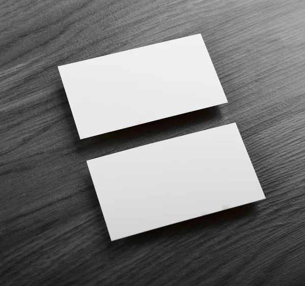 Blank business cards on wooden background — Stock Photo, Image