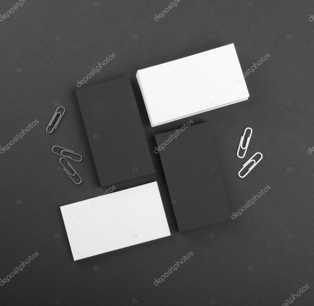 black and whote business cards on a black background