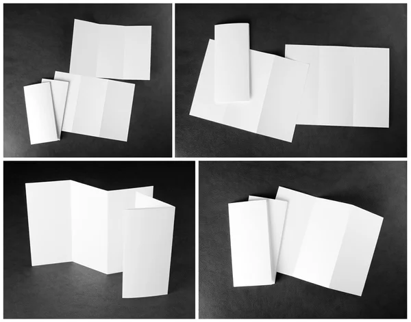 Folheto de papel dobrável branco em branco — Fotografia de Stock