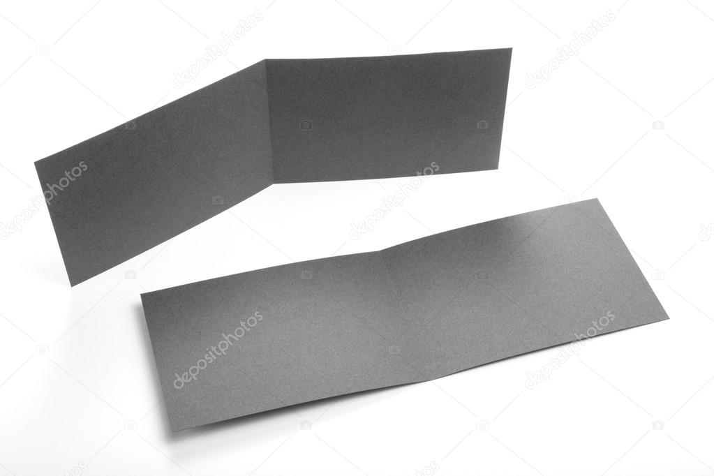 Blank two-fold flyers or leaflets on white.