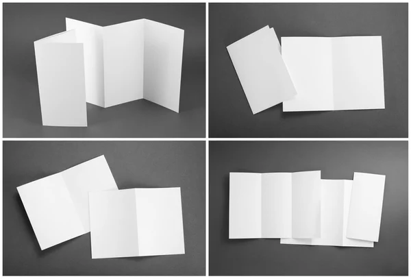 Folheto de papel dobrável branco em branco — Fotografia de Stock