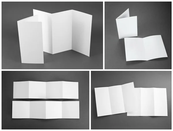 Folheto de papel dobrável branco em branco — Fotografia de Stock