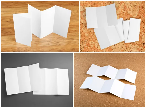 Folheto de papel dobrável branco em branco — Fotografia de Stock