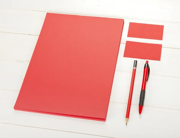 Classic red corporate identity template design. Business station — Stock Photo, Image