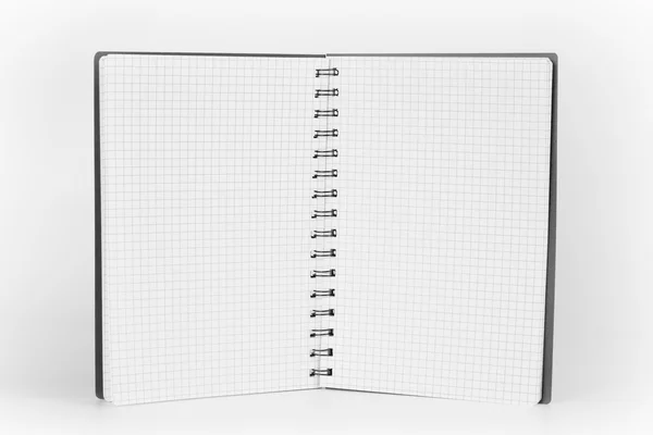 Notebook with square grid on white background. Empty notebook. — Stock Photo, Image