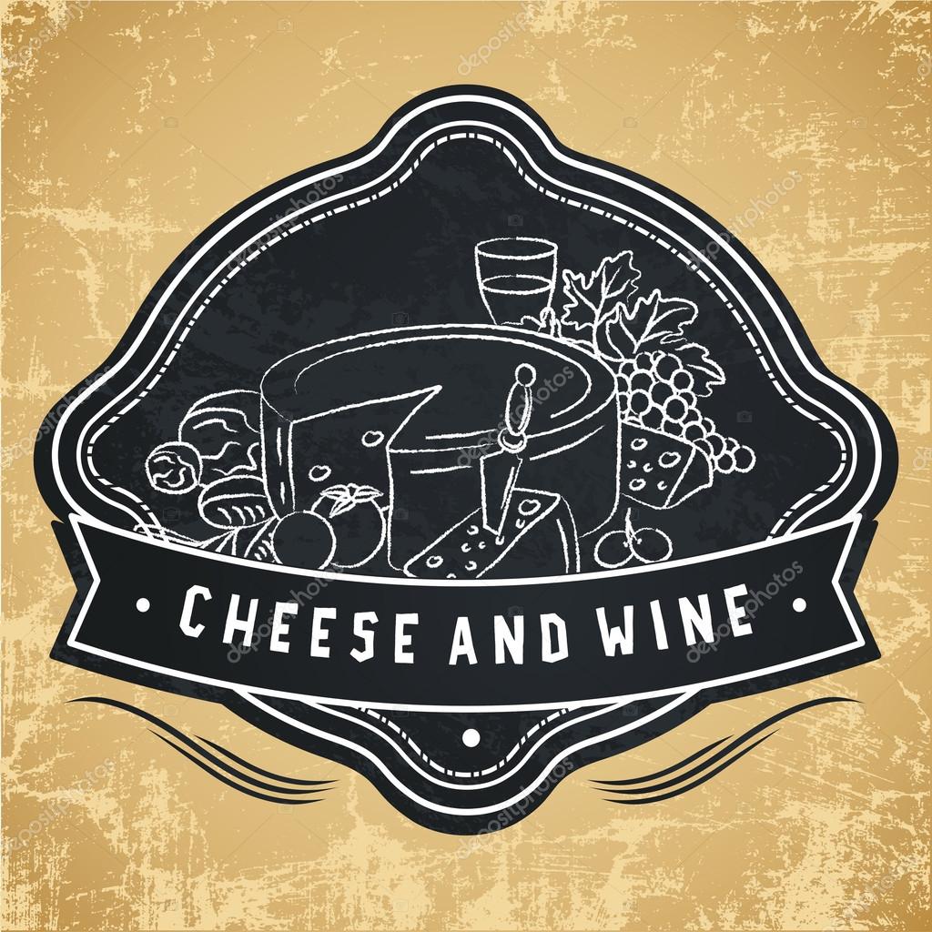 Label for restaurant, cafe, bar or grocery store. Food shop drawing