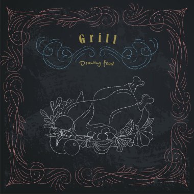 Poster ile organik gıda alışveriş süpermarket. Bakkal. Yemek salonu çizim.