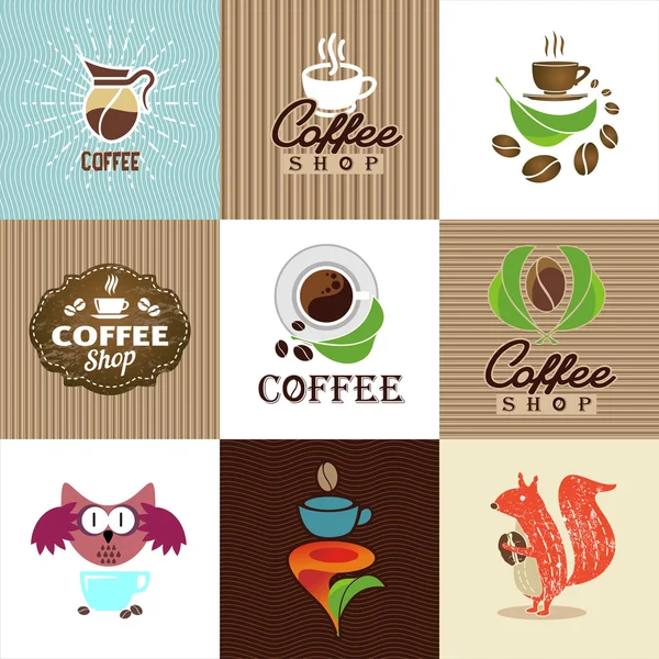 Set vektör kahve elemanları ve aksesuarları. Resimde Logo veya simge kullanılabilir. — Stok Vektör