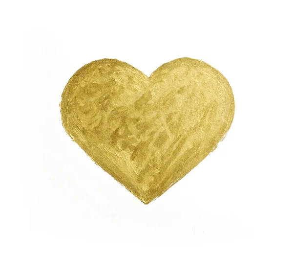 Büyük altın kalbi..... beyaz arka plan üzerinde boyama. — Stok fotoğraf