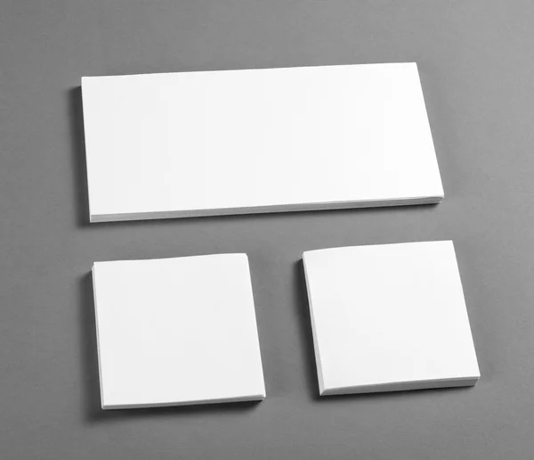 White stationery mock-up template over gray background. — 图库照片