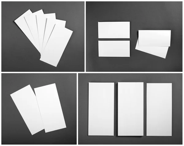 Conjunto de panfletos brancos em branco sobre fundo cinza. Design de identidade. Flyer Mockup. Modelos empresariais — Fotografia de Stock