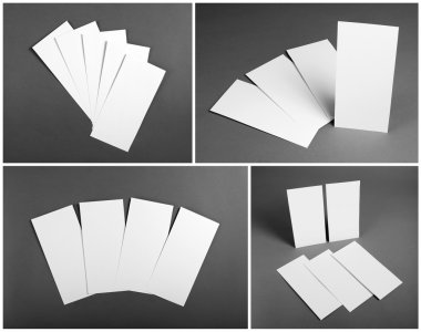 Set of Blank white flyers over gray background. Identity design.
