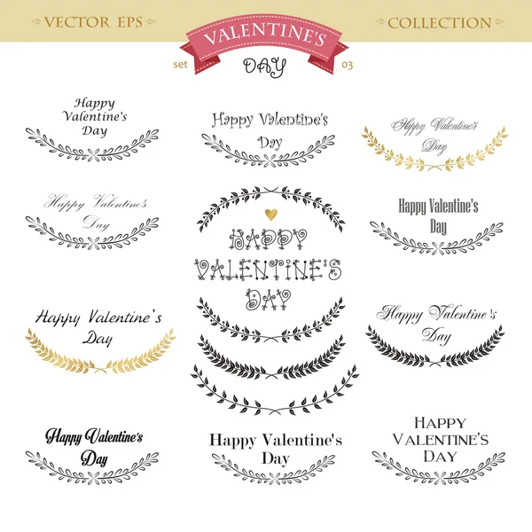 Valentinstag Schriftzug Designset. Kalligrafische Gestaltungselemente. Vektorillustration. — Stockvektor