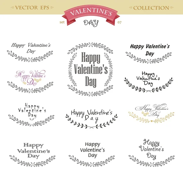 Valentine`s Day Lettering Design Set. Calligraphic design elements. Vector illustration. — Stock Vector