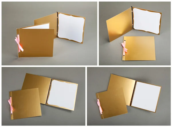Collection of golden cards over gray background — Stock Fotó