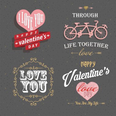 Valentine's day - ad etiketleri, amblem ve diğer dekoratif öğeler için tebrik kartı, web afiş, rozet, ayarlama ve basılı materyalleri.