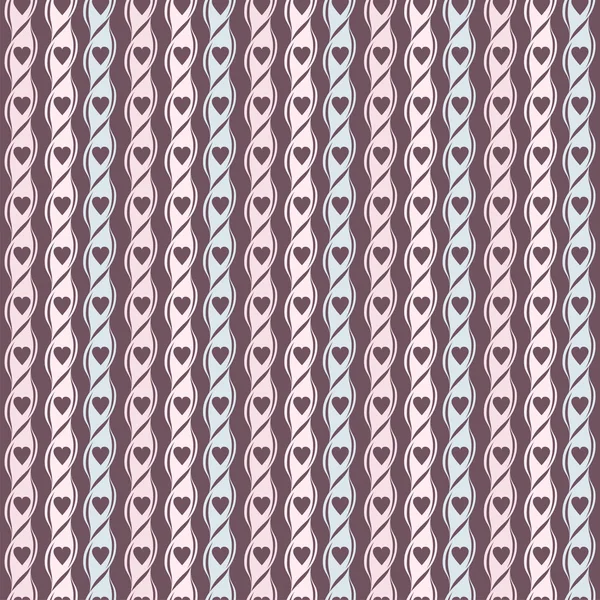 Seamless geometric pattern with hearts. Vertical stripes of hearts. Stylish valentines background. — Stockvector