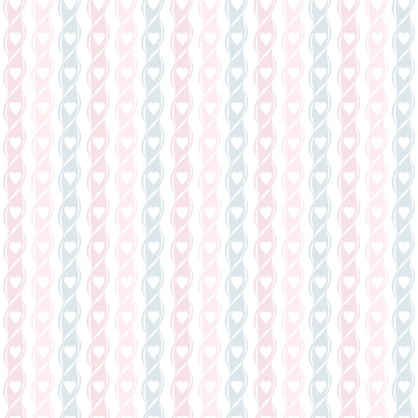 Seamless geometric pattern with hearts. Vertical stripes of hearts. Stylish valentines background. — Stockvector