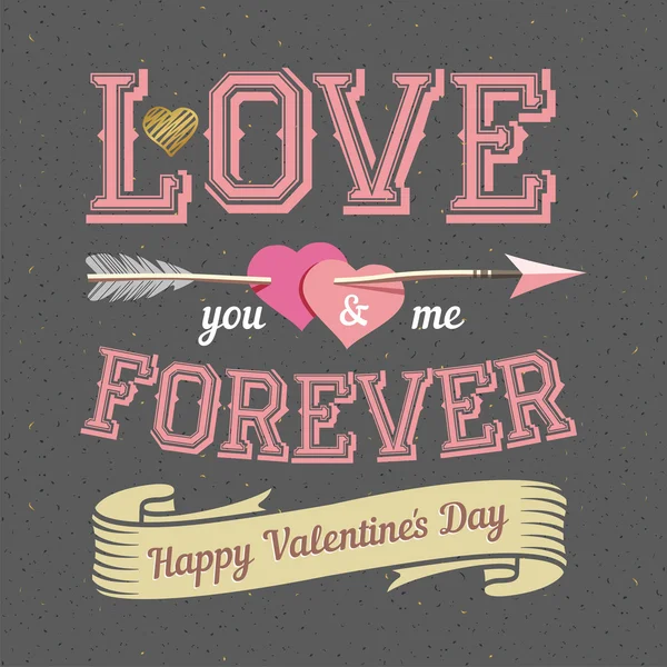 Happy Valentines Day Card Design. Vector inscription on a black background. Valentine concept. Valentine's day invitation design. — Διανυσματικό Αρχείο