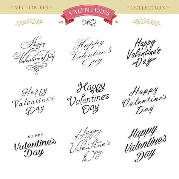 Romantic Valentines day lettering set. Calligraphy postcard or poster graphic design lettering element. Hand written calligraphy style valentines day romantic postcard. — 스톡 벡터