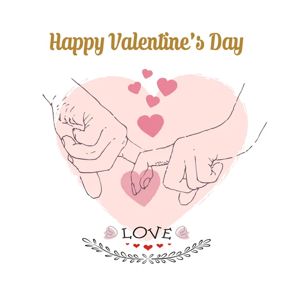 Valentin-Konzept. Vektorillustration, die ein Paar zeigt, das Finger hält, eingerahmt von einem Herz. — Stockvektor