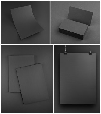 Boş gri Kırtasiye mock-up şablon gri arka plan üzerinde.