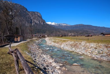 loisach Nehri kırsal Bavyera peyzaj, garmisch-partenkirche