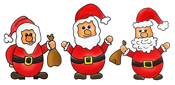 Three happy santa claus — Stock Photo, Image