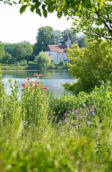 Walburgis Chapel Surrounded Beautiful Nature Lake Seeoner See Upper Bavaria — Stock Photo, Image