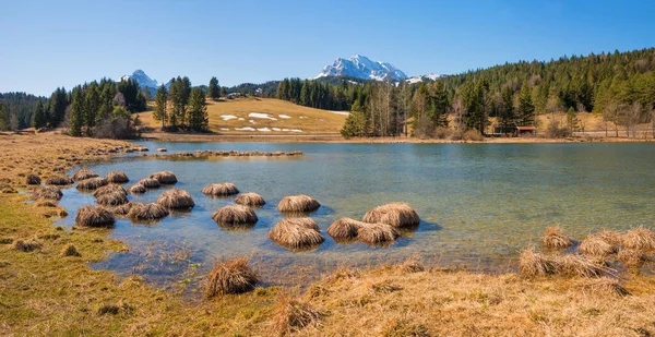 Ειδυλλιακή Λίμνη Moor Schmalensee Αλπικό Τοπίο Άνοιξη Upper Bavaria Πορεία — Φωτογραφία Αρχείου