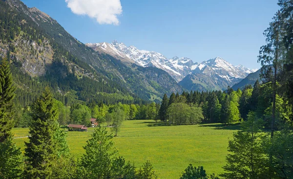Pohled Krásné Stillach Údolí Turistické Destinace Allgau Alpy Jižní Německo — Stock fotografie
