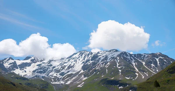 Völgy Padló Dischma Scaletta Gleccser Hegy Svájcban Kék Felhőkkel — Stock Fotó