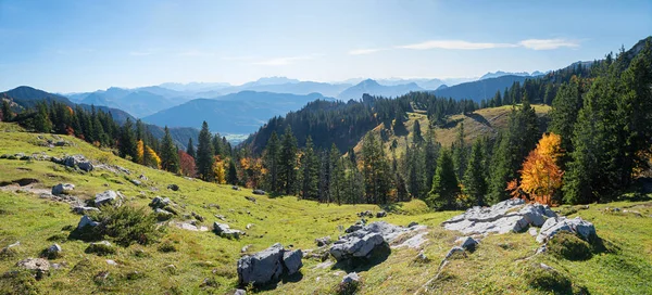 stock image stunning view from Kampenwand to autumnal Chiemgau Alps, upper bavaria