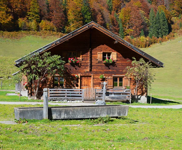 Alpine Chalet Rustieke Houten Hut Herfst Karwendel Alpen — Stockfoto