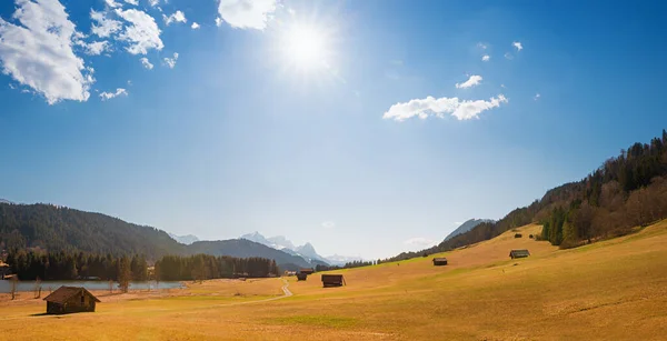 Herfstlandschap Bovenste Bavaria Met Hutten Felle Zon Buurt Van Gerold — Stockfoto