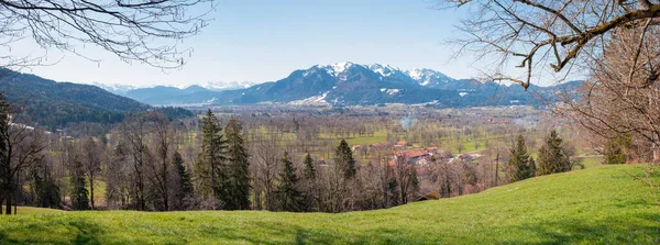 Belle Vue Colline Sunntratn Vallée Isar Montagne Brauneck Paysage Bavarois — Photo