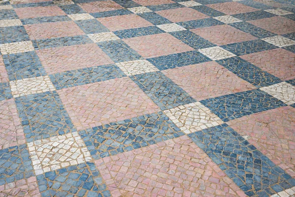 Straßenpflaster Drei Farben Geometrisches Muster Aus Granitquadern Architektonische Hintergründe — Stockfoto
