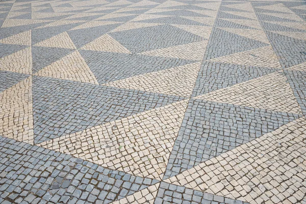 Histórico Rua Pavimento Triangular Padrão Feito Cubos Granito — Fotografia de Stock