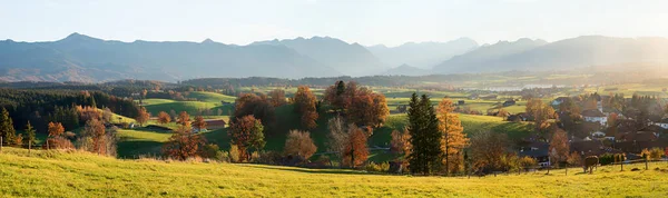 Ohromující Alpy Pohled Aidlinger Hoehe Podzim Idylické Venkovské Bavorské Krajiny — Stock fotografie