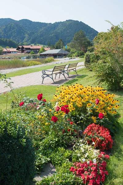 Walkway Spa Garden Schliersee Benches Flowerbed Upper Bavaria — Stock Photo, Image