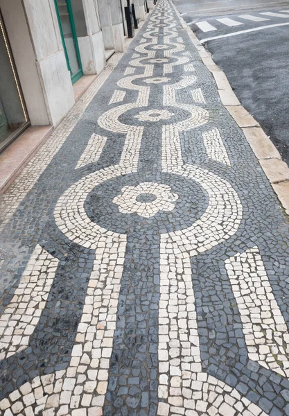 Historisches Granitpflaster Mit Schönem Blumenmuster Fußgängersteg Portugal Keine Menschen — Stockfoto